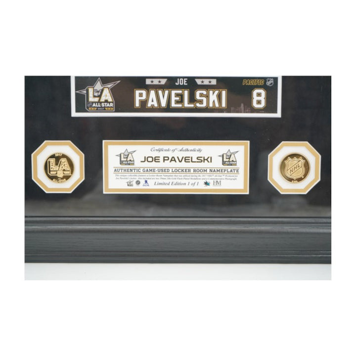 Joe Paveslki Sharks Framed 8x10 Photo Mint with 2017 ASG GU Locker Nameplate LE 1/1