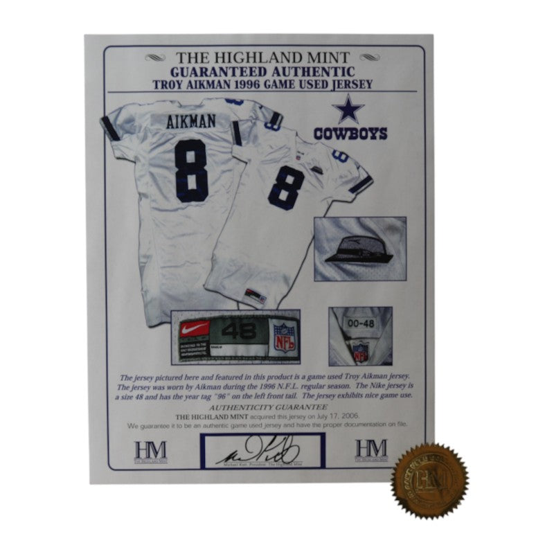 Troy Aikman Cowboys Framed 8x10 Photo Mint Collage with GU Jersey Piece LE 1/188 HM COA