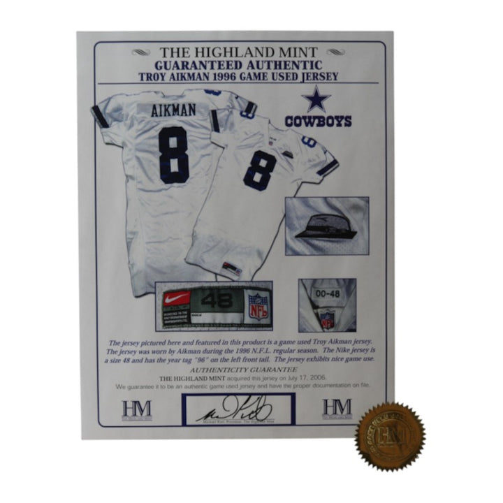 Troy Aikman Cowboys Framed 8x10 Photo Mint Collage with GU Jersey Piece LE 1/188 HM COA