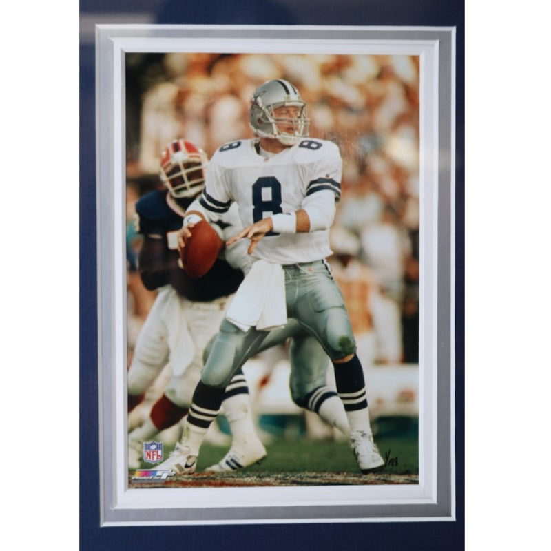 Troy Aikman Cowboys Framed 8x10 Photo Mint Collage with GU Jersey Piece LE 1/188 HM COA