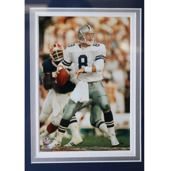 Troy Aikman Cowboys Framed 8x10 Photo Mint Collage with GU Jersey Piece LE 1/188 HM COA