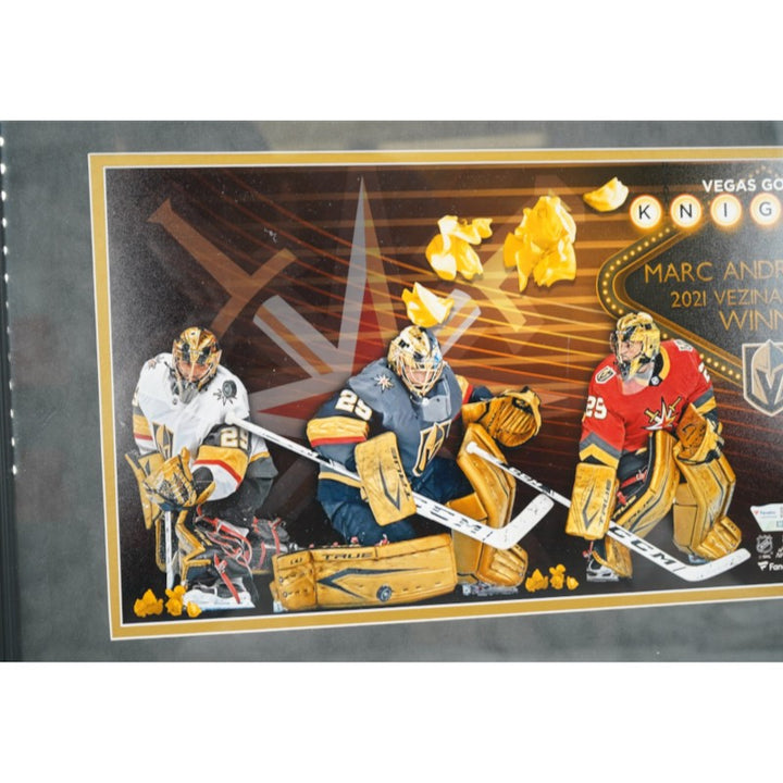 Marc-Andre Fleury VGK Signed Framed 10x30 Vezina Winner Fanatics Holo LE 9/129