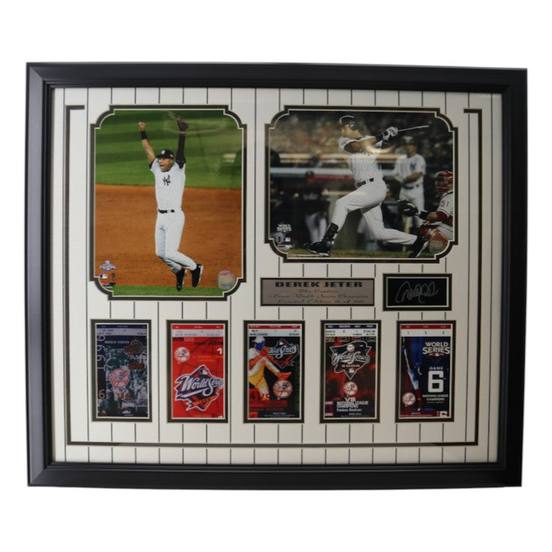Derek Jeter NY Yankees Facsimile Signed Framed 8x10 Photo Ticket Collage LE 10/500