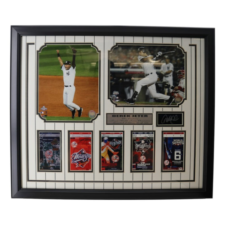 Derek Jeter NY Yankees Facsimile Signed Framed 8x10 Photo Ticket Collage LE 10/500
