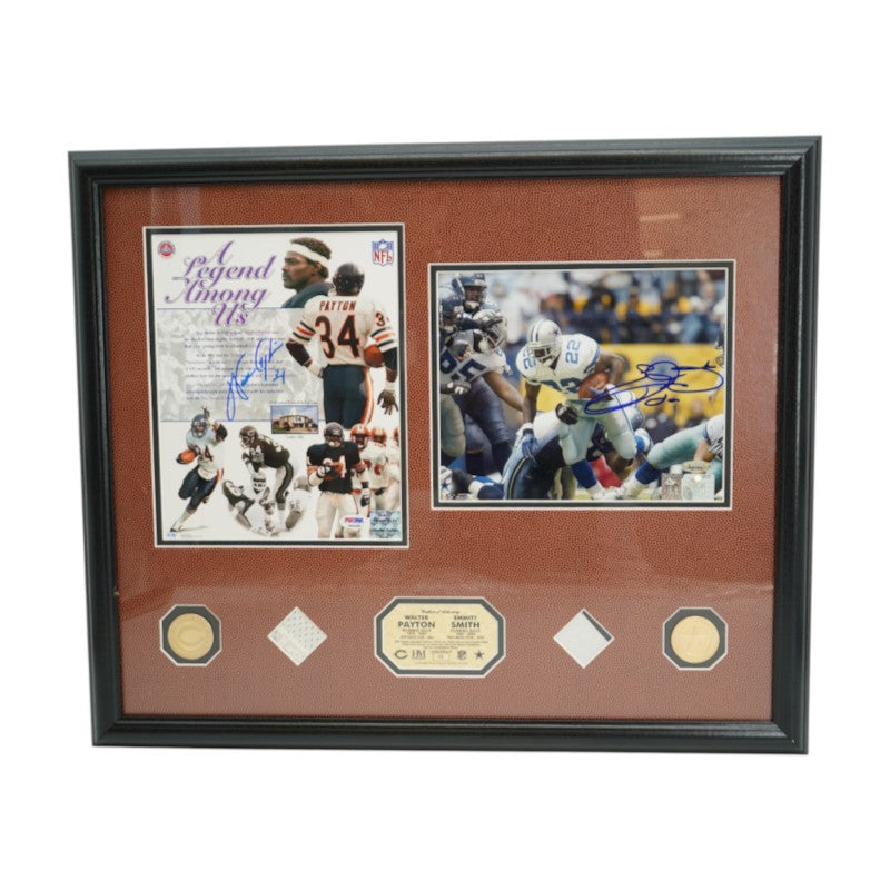 Walter Payton Emmitt Smith Signed Framed 8x10 Photo HM Collage PSA/Tristar Holo LE 3/34