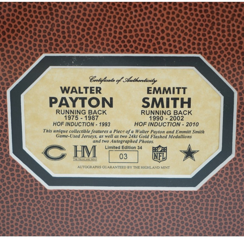 Walter Payton Emmitt Smith Signed Framed 8x10 Photo HM Collage PSA/Tristar Holo LE 3/34