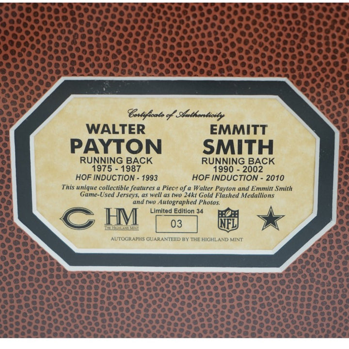 Walter Payton Emmitt Smith Signed Framed 8x10 Photo HM Collage PSA/Tristar Holo LE 3/34
