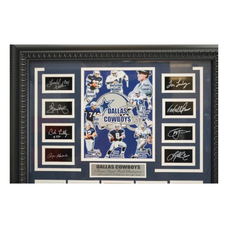 Aikman Smith Staubach Dallas Cowboys Facsimile Signed Framed 8x10 Photo Ticket Collage LE 18/500