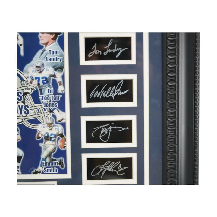 Aikman Smith Staubach Dallas Cowboys Facsimile Signed Framed 8x10 Photo Ticket Collage LE 18/500