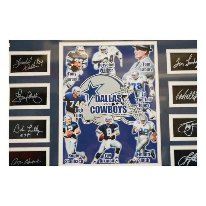 Aikman Smith Staubach Dallas Cowboys Facsimile Signed Framed 8x10 Photo Ticket Collage LE 18/500