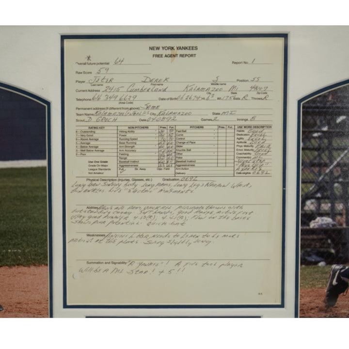 Derek Jeter NY Yankees Framed 8x10 Photo Collage with Free Agent Report Copy