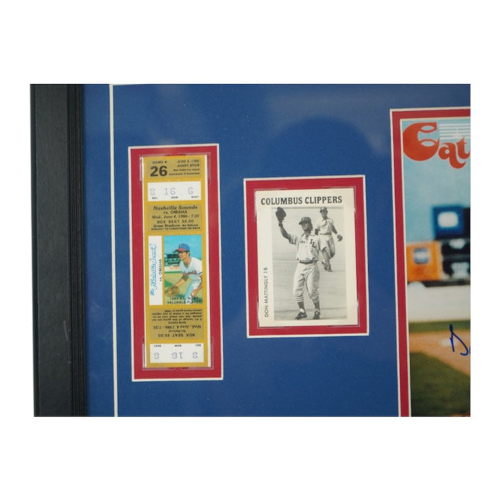 Don Mattingly Nashville Sounds Signed Framed 8x10 Photo Ticket Collage JSA COA