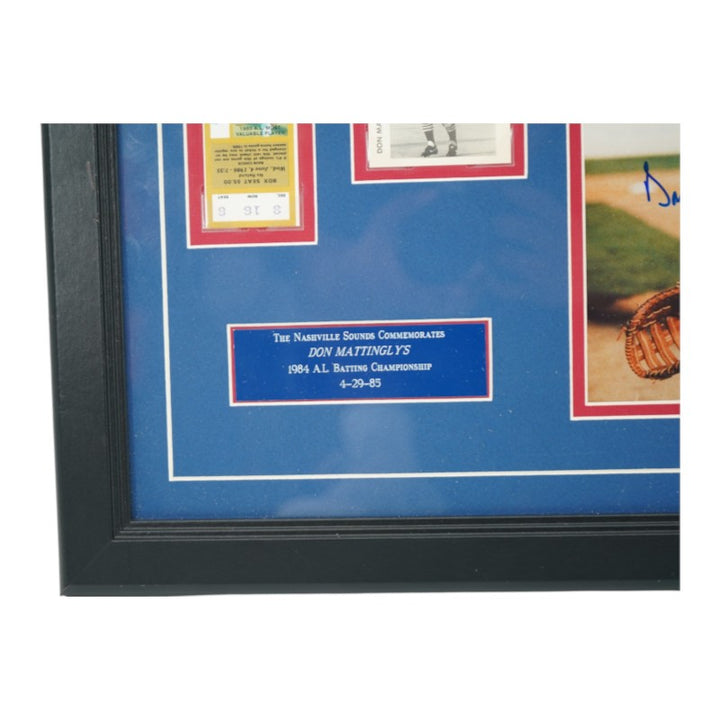 Don Mattingly Nashville Sounds Signed Framed 8x10 Photo Ticket Collage JSA COA