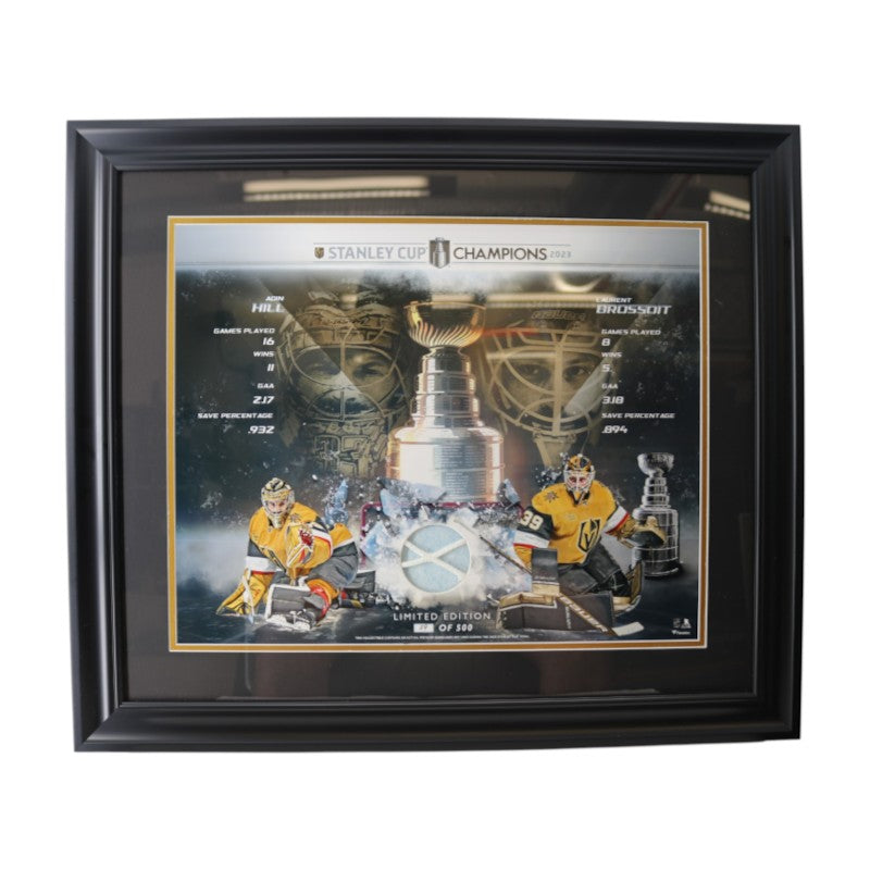 Adin Hill Laurent Brossoit VGK Framed 16x20 Photo w/ GU Net Piece LE 59/500
