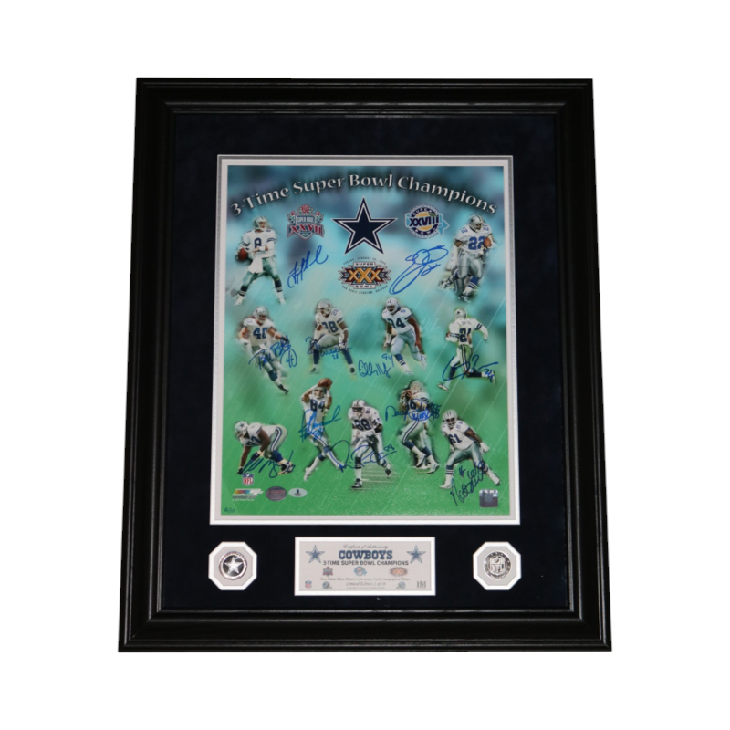 Aikman Irvin Smith Dallas Cowboys Multi Signed Framed 16x20 Photo Mint Beckett Holo LE 2/10