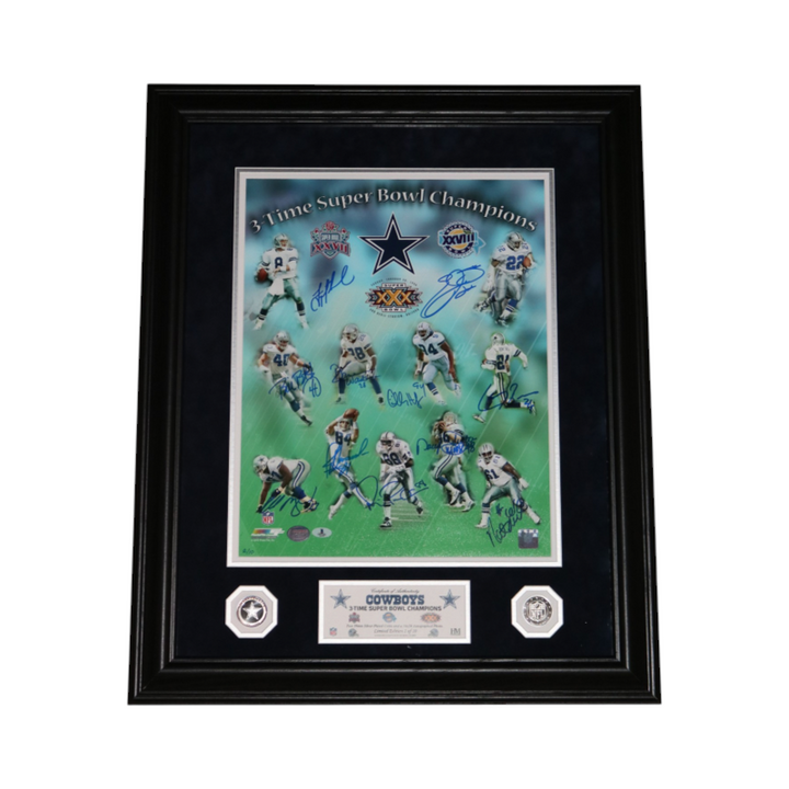 Aikman Irvin Smith Dallas Cowboys Multi Signed Framed 16x20 Photo Mint Beckett Holo LE 2/10