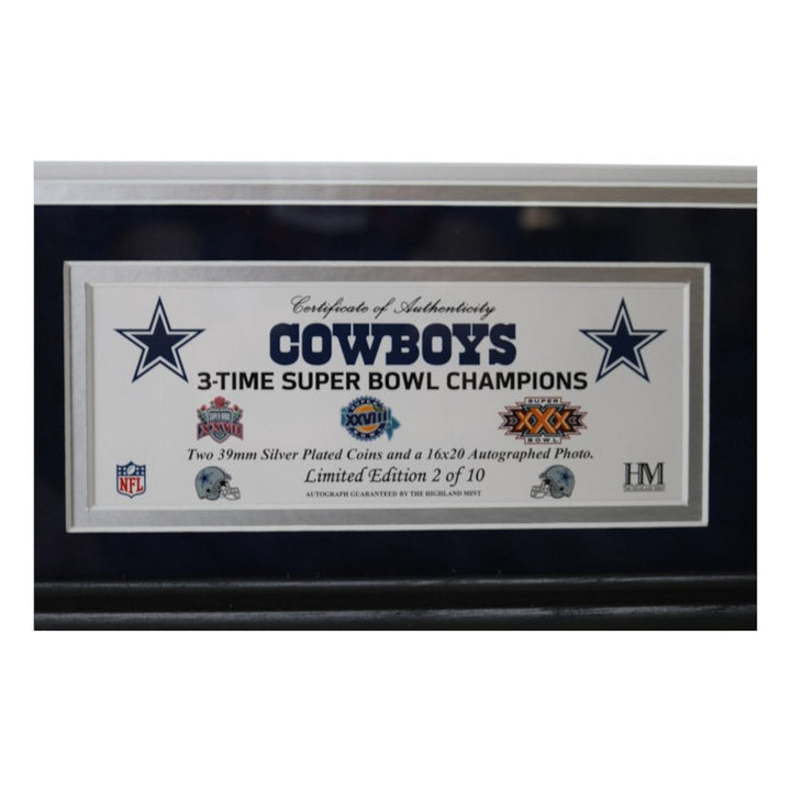 Aikman Irvin Smith Dallas Cowboys Multi Signed Framed 16x20 Photo Mint Beckett Holo LE 2/10