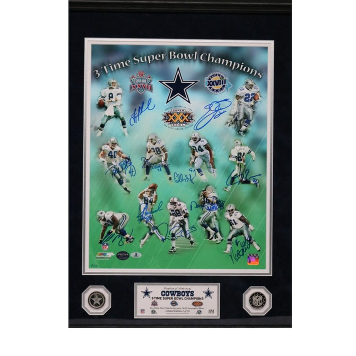 Aikman Irvin Smith Dallas Cowboys Multi Signed Framed 16x20 Photo Mint Beckett Holo LE 2/10