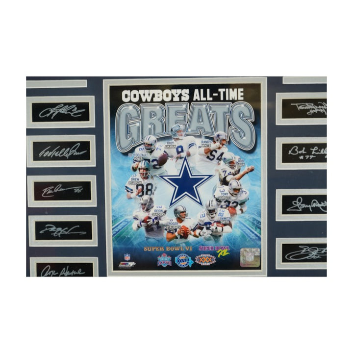 Cowboys All-Time Greats Facsimile Signed Framed 8x10 Photo Ticket Collage LE 65/300