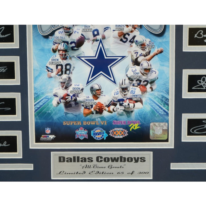 Cowboys All-Time Greats Facsimile Signed Framed 8x10 Photo Ticket Collage LE 65/300