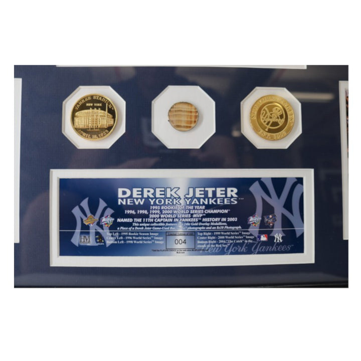 Derek Jeter NY Yankees Framed 8x10 Photo Mint Collage with GU Bat Piece HM COA LE 4/222