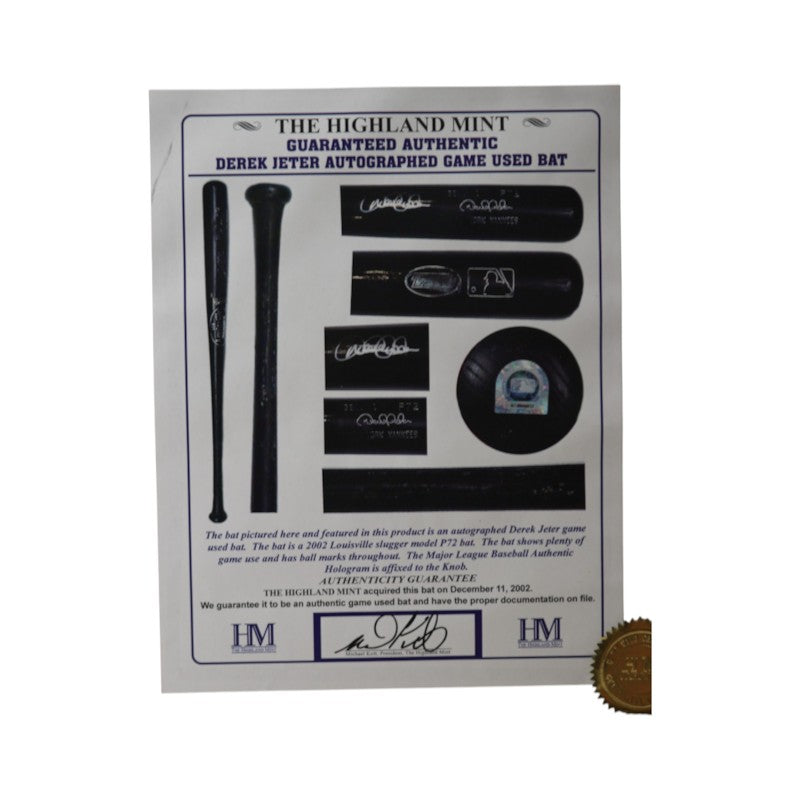 Derek Jeter NY Yankees Framed 8x10 Photo Mint Collage with GU Bat Piece HM COA LE 4/222