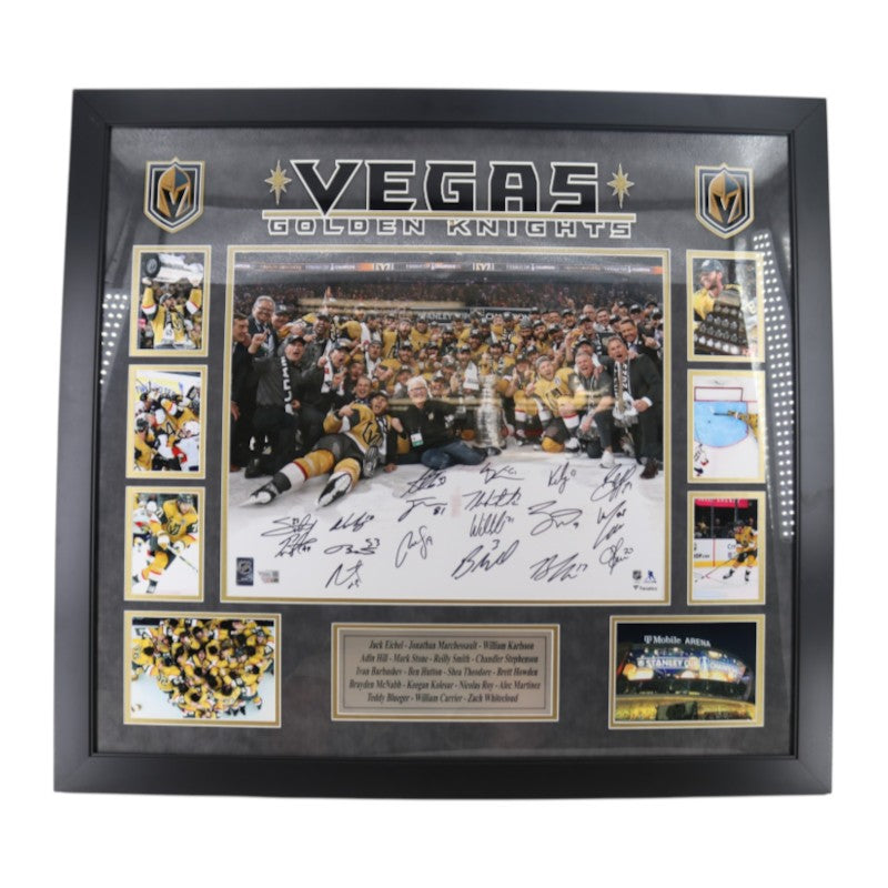 Vegas Golden Knights 2023 SC Champions Team Signed Framed 16x20 Photo Collage Fanatics Holo