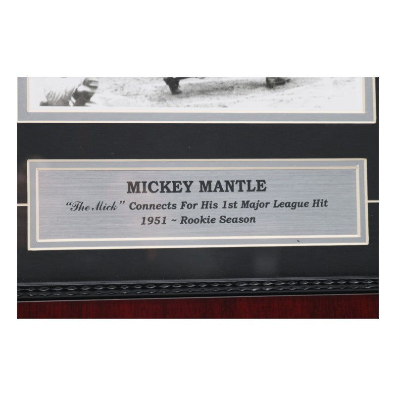 Mickey Mantle New York Yankees Autographed Inscribed Framed 1st Hit 8x14 Collage SGC COA