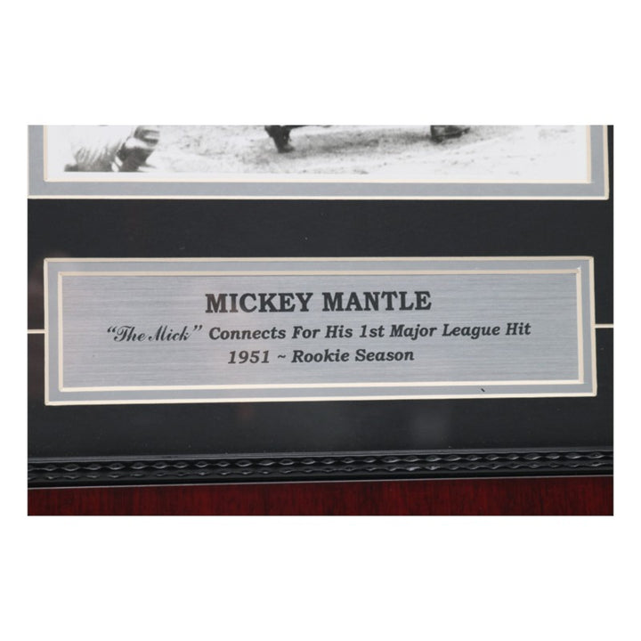 Mickey Mantle New York Yankees Autographed Inscribed Framed 1st Hit 8x14 Collage SGC COA