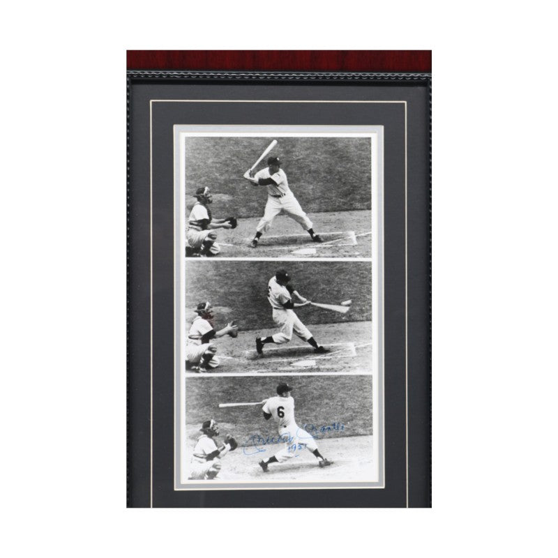 Mickey Mantle New York Yankees Autographed Inscribed Framed 1st Hit 8x14 Collage SGC COA