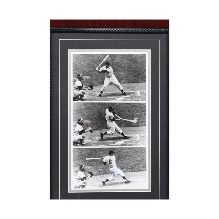 Mickey Mantle New York Yankees Autographed Inscribed Framed 1st Hit 8x14 Collage SGC COA