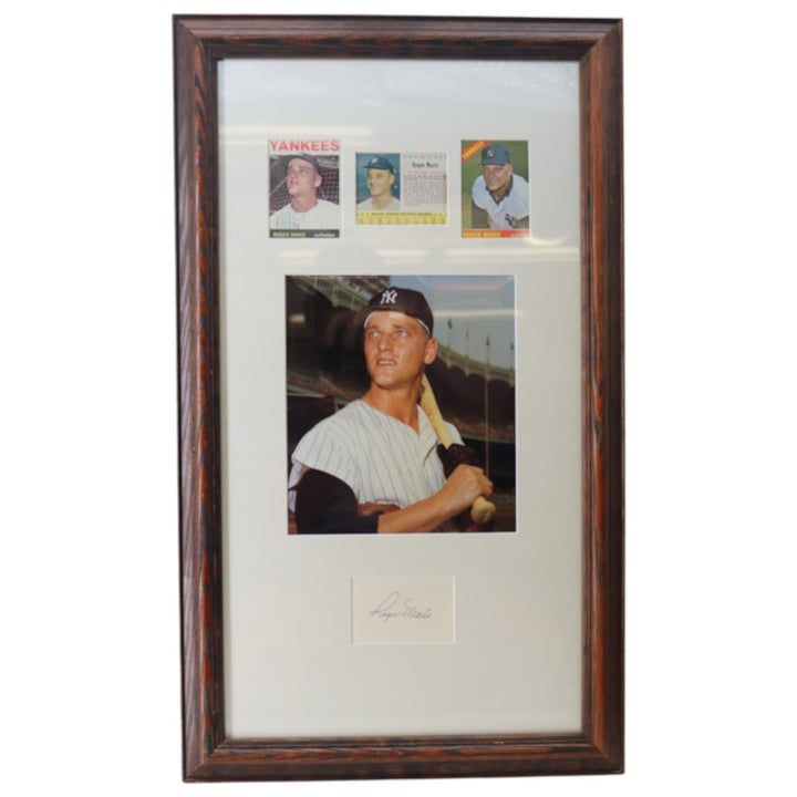 Roger Maris New York Yankees Autographed Framed Cut Trading Card Collage PSA LOA