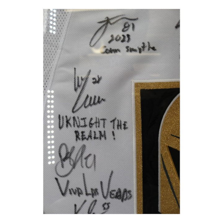 Las Vegas Golden Knights 2023 SC Champs Multi Signed Inscribed Framed White Jersey Fanatics Auth