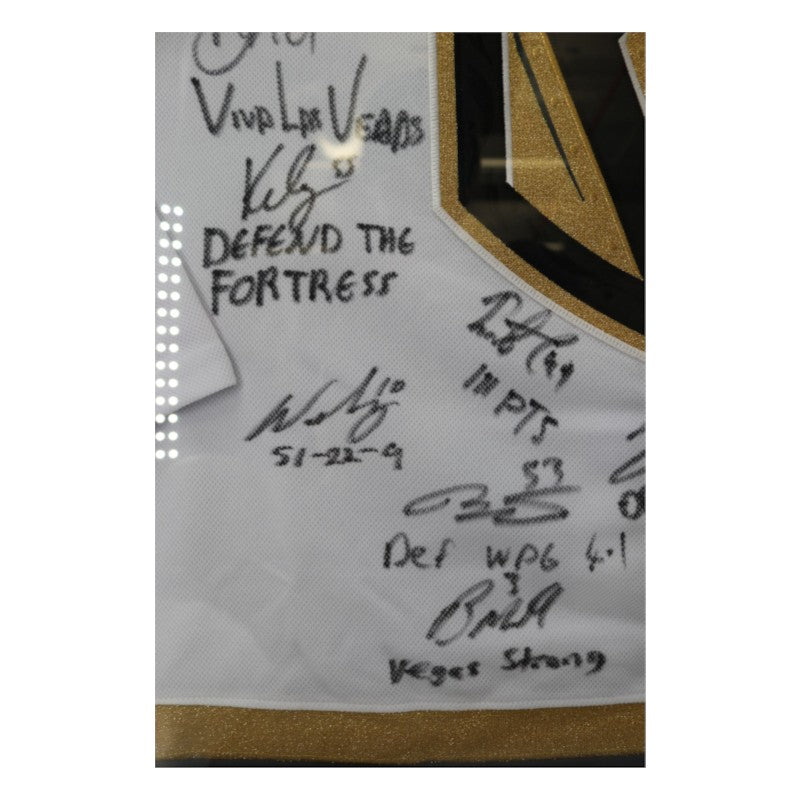 Las Vegas Golden Knights 2023 SC Champs Multi Signed Inscribed Framed White Jersey Fanatics Auth