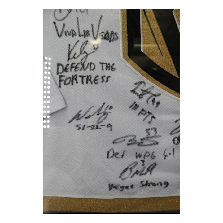 Las Vegas Golden Knights 2023 SC Champs Multi Signed Inscribed Framed White Jersey Fanatics Auth