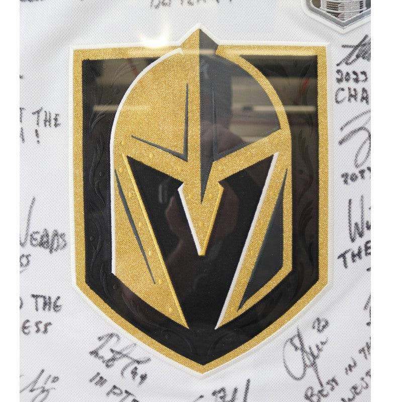 Las Vegas Golden Knights 2023 SC Champs Multi Signed Inscribed Framed White Jersey Fanatics Auth