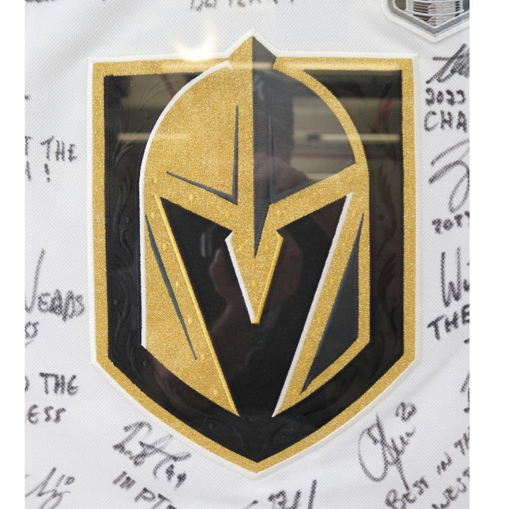 Las Vegas Golden Knights 2023 SC Champs Multi Signed Inscribed Framed White Jersey Fanatics Auth