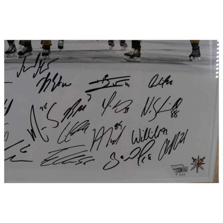 Vegas Golden Knights Team Signed Framed 16x20 Gold Coin Photo Mint Fanatics Holo LE 1/17