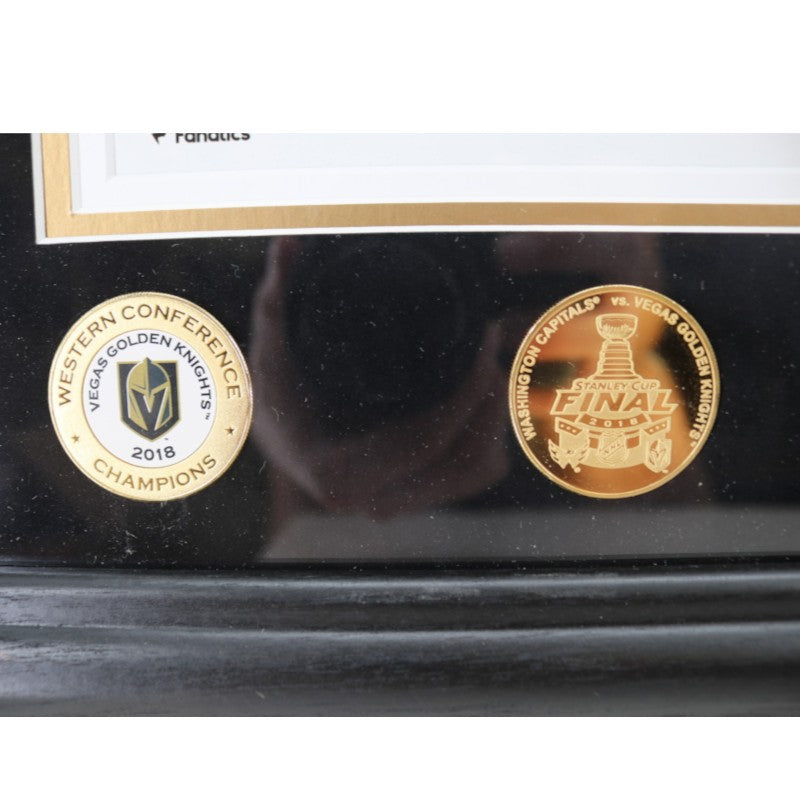 Vegas Golden Knights Team Signed Framed 16x20 Gold Coin Photo Mint Fanatics Holo LE 1/17