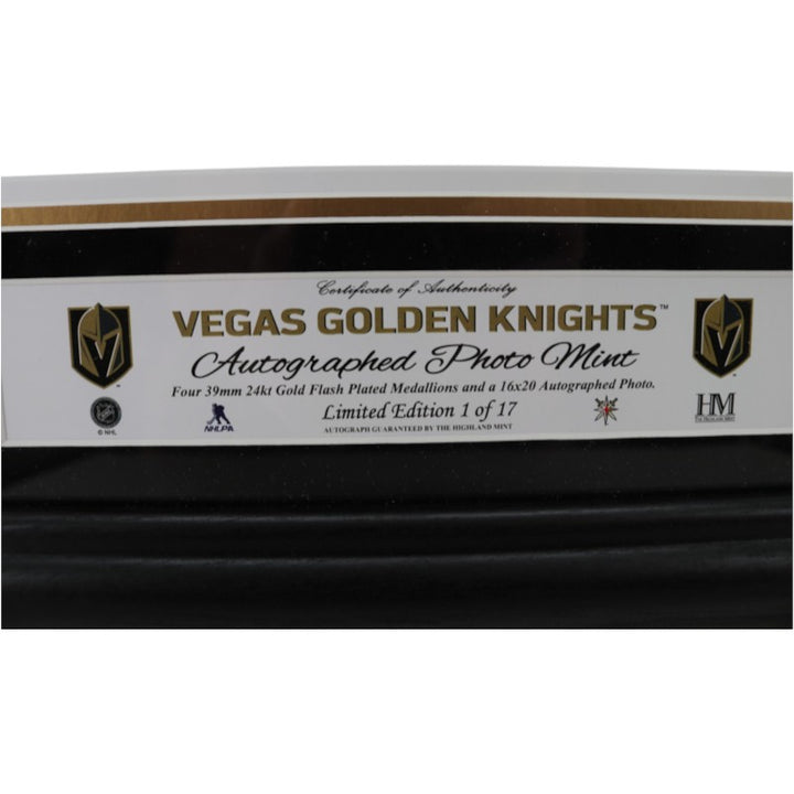 Vegas Golden Knights Team Signed Framed 16x20 Gold Coin Photo Mint Fanatics Holo LE 1/17