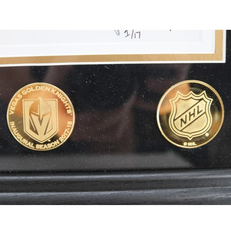 Vegas Golden Knights Team Signed Framed 16x20 Gold Coin Photo Mint Fanatics Holo LE 1/17
