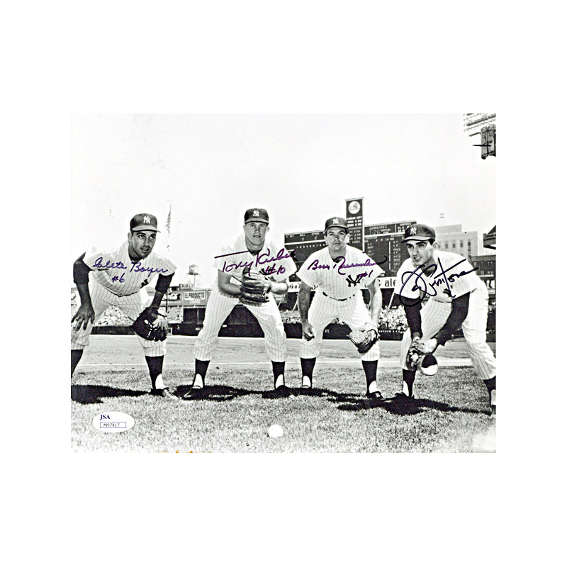 Clete Boyer, Tony Kubek, Bobby Richardson & Joe Pepitone 1963 New York Yankees Infield Multi Signed Autographed 8x10 Photo (JSA COA)