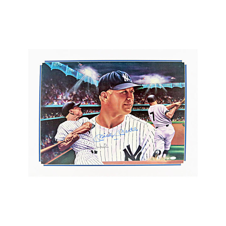 Mickey Mantle New York Yankees Autographed Signed 22x28 Matted Robert Simon Lithograph (JSA Holo)
