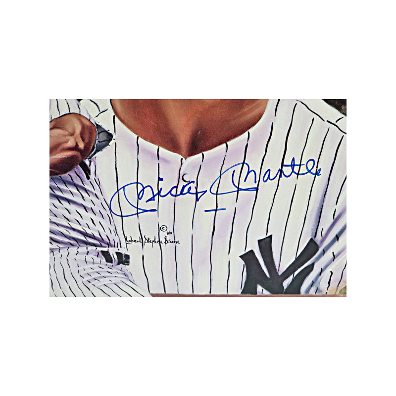 Mickey Mantle New York Yankees Autographed Signed 22x28 Matted Robert Simon Lithograph (JSA Holo)