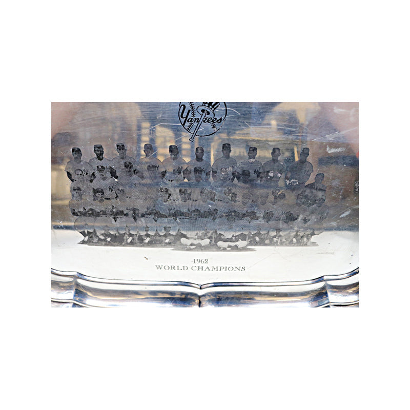 Yogi Berra's 1962 New York Yankees Engraved Silver Platter Presented By Commissioner (Steiner LOA)