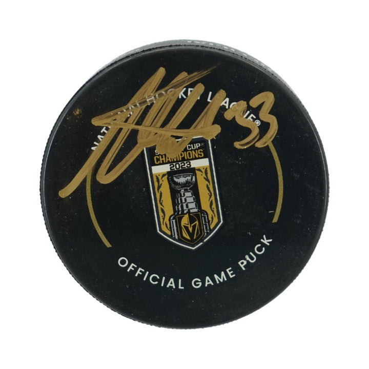 Adin Hill Las Vegas Golden Knights Autographed Banner Night Official Game Puck Fanatics Auth