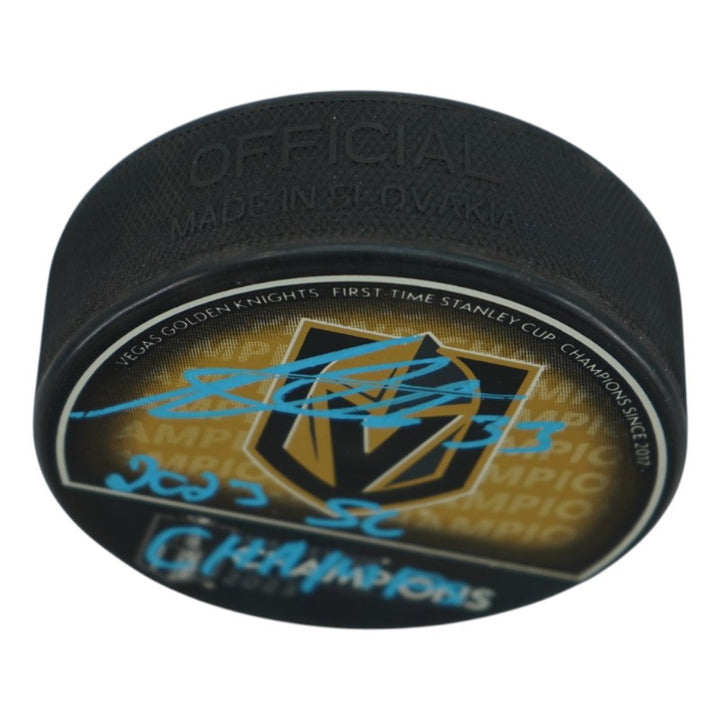 Adin Hill Las Vegas Golden Knights Autographed Inscribed Stanley Cup Champs Puck Fanatics Auth