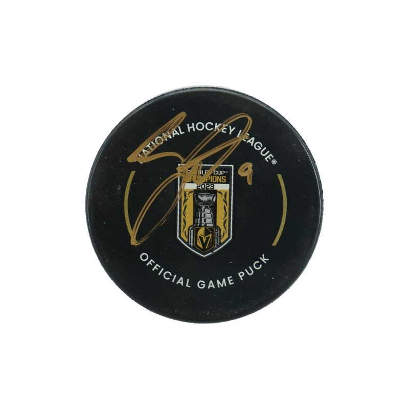 Jack Eichel Las Vegas Golden Knights Autographed Banner Night Official Game Puck Fanatics Auth