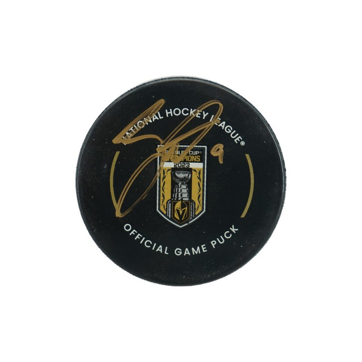 Jack Eichel Las Vegas Golden Knights Autographed Banner Night Official Game Puck Fanatics Auth