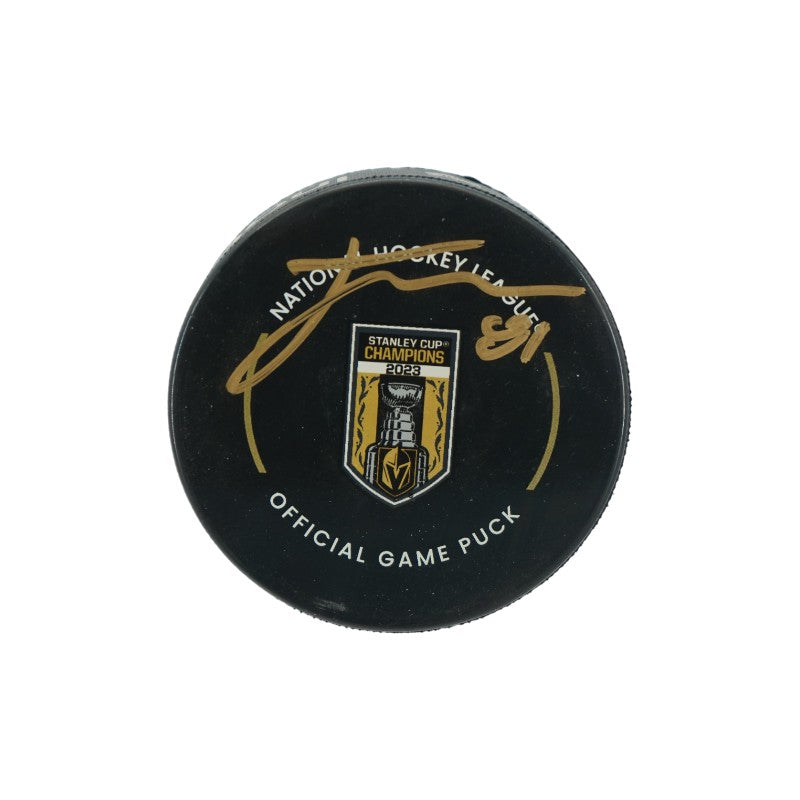 Jonathan Marchessault Las Vegas Golden Knights Autographed Banner Night Official Game Puck Fanatics Auth